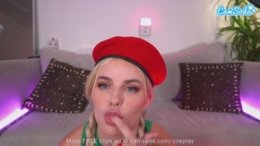 Camsoda - Big Ass Blonde Cosplay As Cammy - Street Fighter Has Wild Masturbation